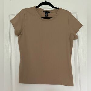 Apostrophe Stretch Women’s Tan Short Sleeve Spandex Top Size Large